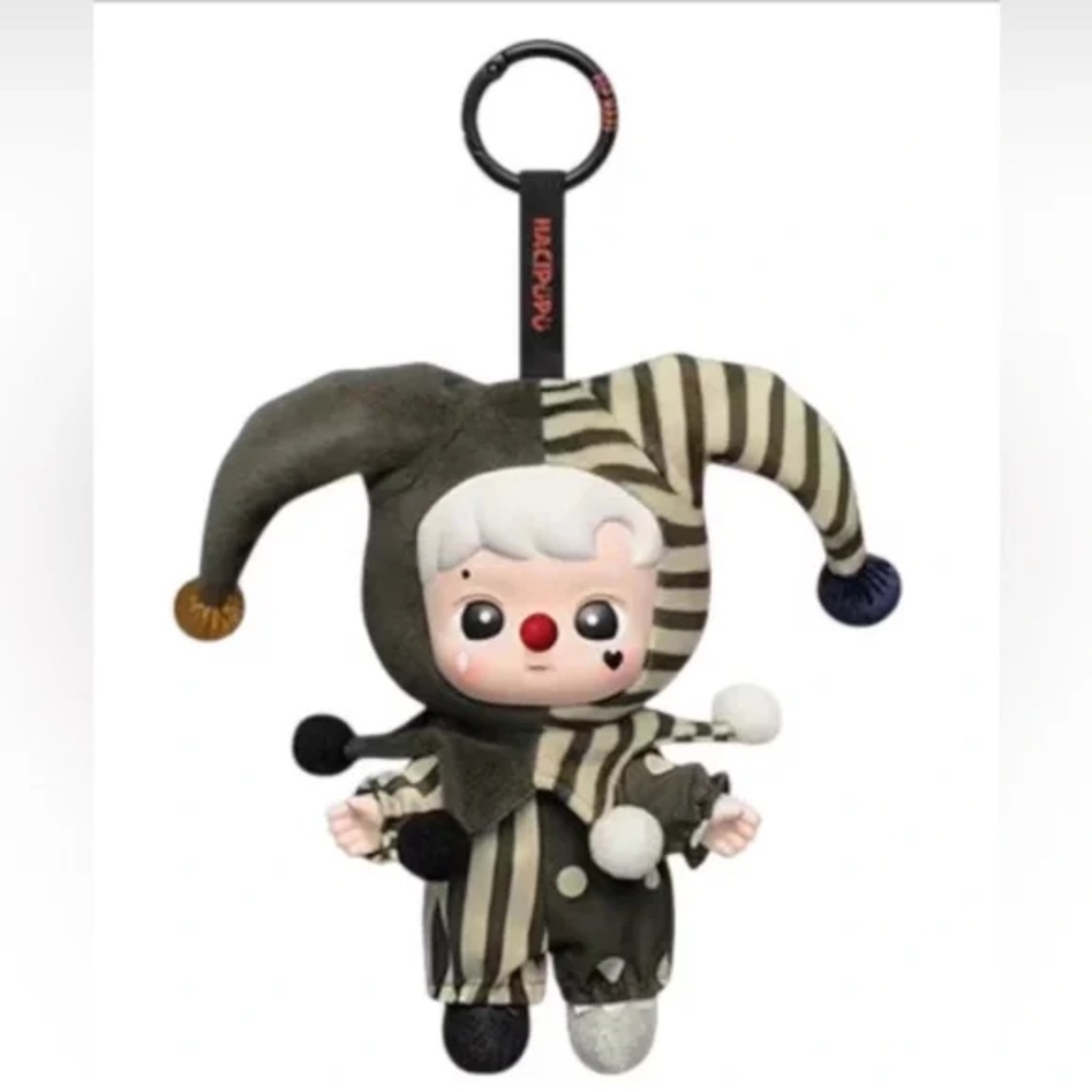 Pop Mart WHY SO SERIOUS Hacipupu "Silver Mist Clown" Vinyl Plush Pendant - New